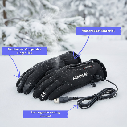 Heated Winter Gloves — USB-Powered, Touchscreen-Compatible, Anti-Slip Grip